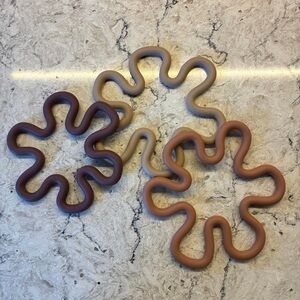 Set of three silicon flower potholders